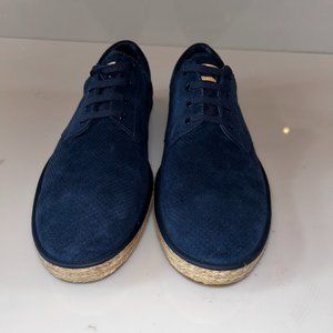 LOUIS VUITTON Summerland Boat Shoes Men Suede Navy Blue Loafers Size 42